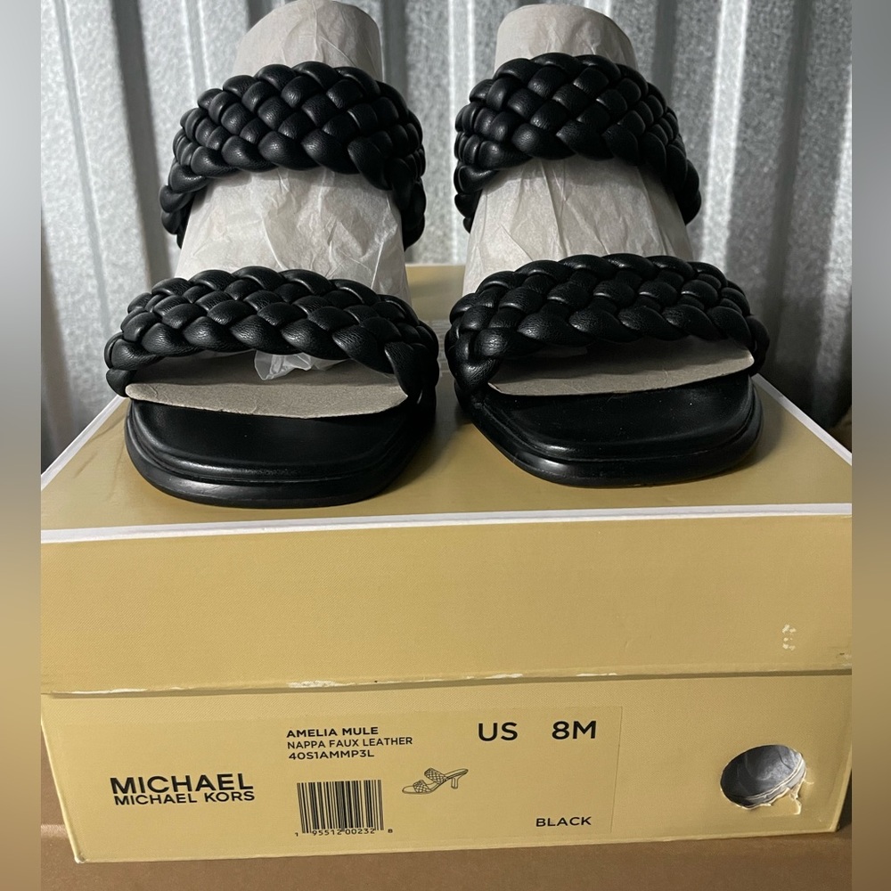 Michael Kors Amelia Black Braided Mules